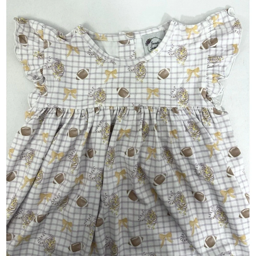 NWT Seaux Smocked LSU Tiger Football Bloomer Set‎ Toddler Girls Size 4T
